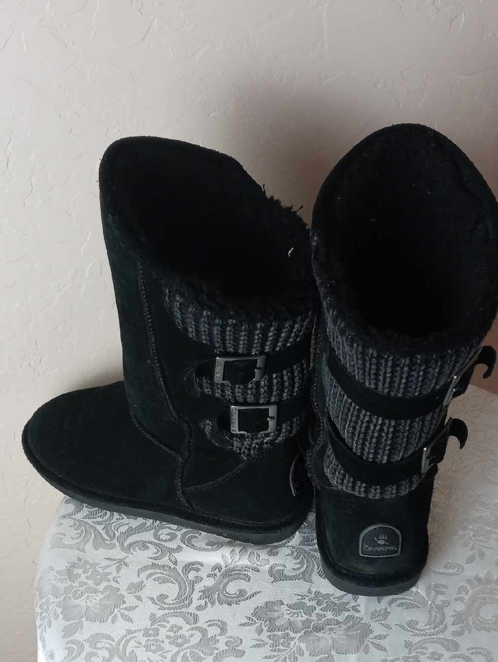 Bear Paw Women's Black Winter Fur-Lined Button Boots - Picture 3 of 6